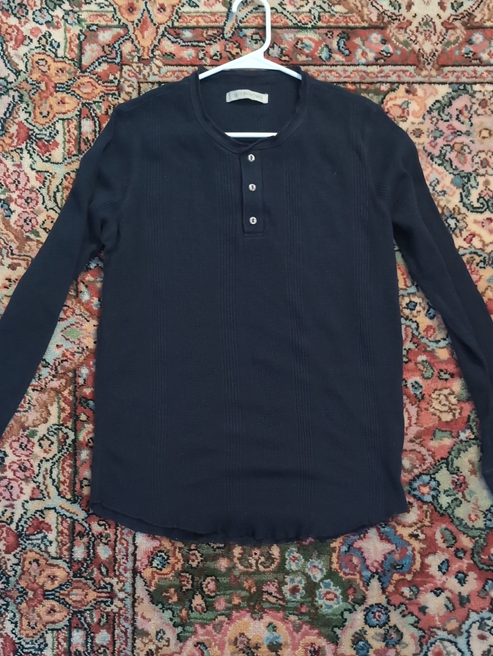 Outerknown Navy Ribbed Long-Sleeve Henley